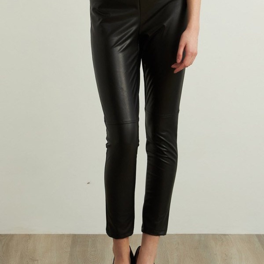 Joseph Ribkoff Black Faux Leather Ankle Pants